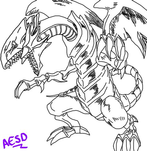 Artwork is mixed media, colouring pencils and watercolour. Blue-Eyes White Dragon Line Art by AESD on DeviantArt