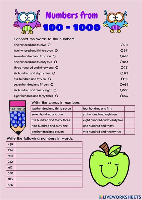 Numbers From 100 1000 Worksheet Basic Math Worksheets Number