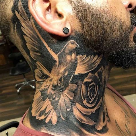 𝕀ℕ𝕂𝔼𝔻 𝔸𝕀ℝ On Instagram Amazing Neck Tattoo🕊 What Are You Rating This