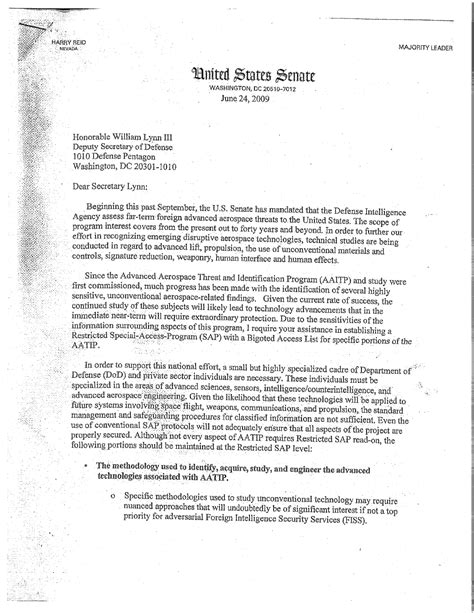 Senator Harry Reid Fought To Keep Secret Pentagon Ufo Program Going