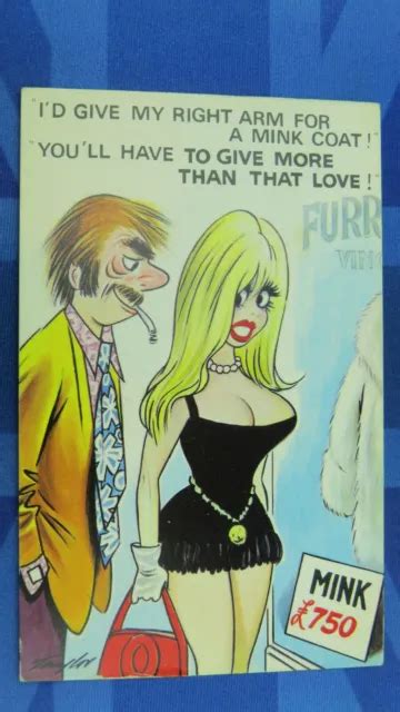 Saucy Bamforth Comic Postcard 1970s Blonde Big Boobs Mink Coat Theme No 86 993 Picclick