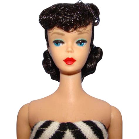 Box is in overall excellent condition with minor wear as shown. Barbie #5 Ponytail Doll Dark Brunette Raven Black Hair ...