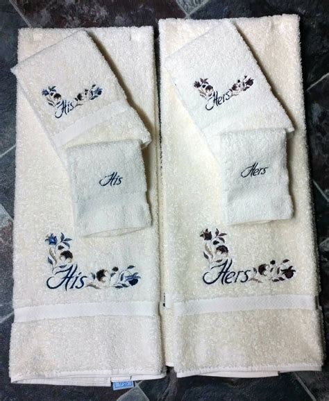 His And Hers Embroidered Bath Towel Set Embroidered Bath Towels