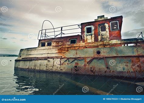 Old Rusty Barge In The Water Stock Image Image Of Mooring Moorage