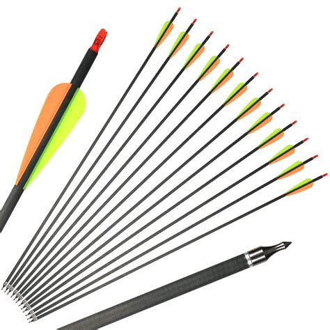 Huntingdoor 12pcs Archery Carbon Arrows 31inch Spine 400 Hunting Target