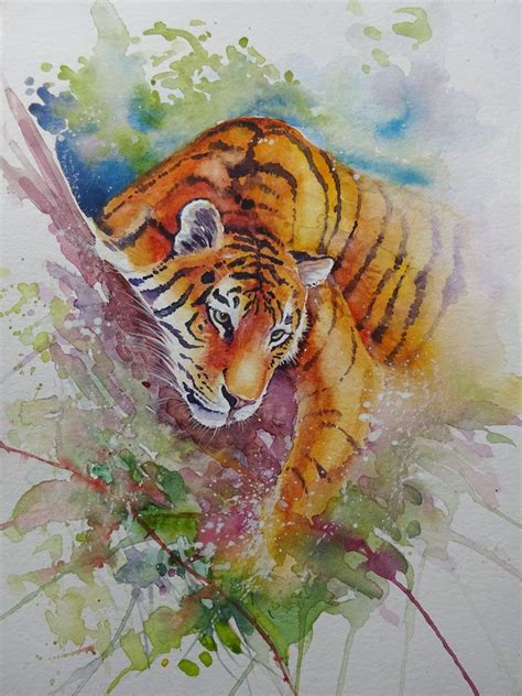 Watercolour Painting Sunday Morning Tiger Etsy Watercolour Painting