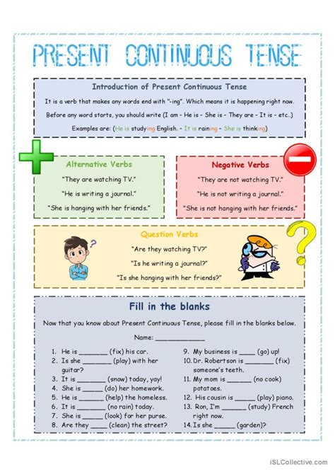 Present Continuous Tense English Esl Worksheets Pdf And Doc