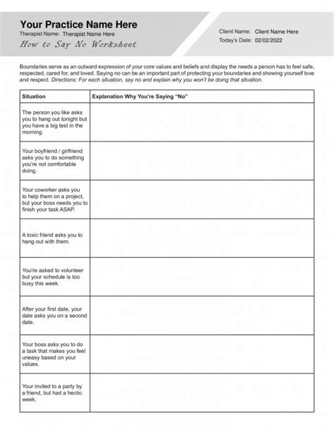 How To Say No Worksheet Pdf Therapybypro