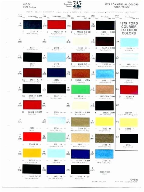 Ppg Automotive Paint Colors Chart