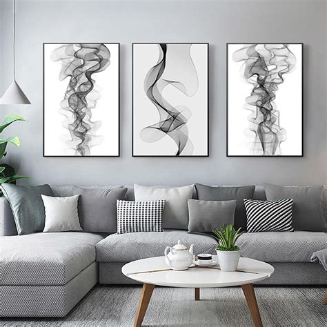 Sure Life Modern Abstract Black And White Line Canvas Paintings Living