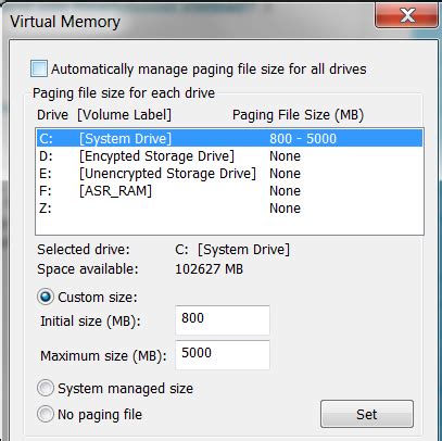 For your question, that would be 10gb. Windows 7 process which changes pagefile size ...