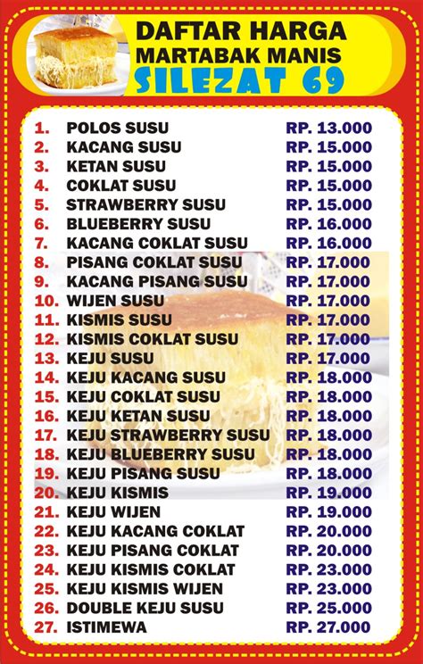 Contoh Daftar Menu Martabak.cdr | KARYAKU