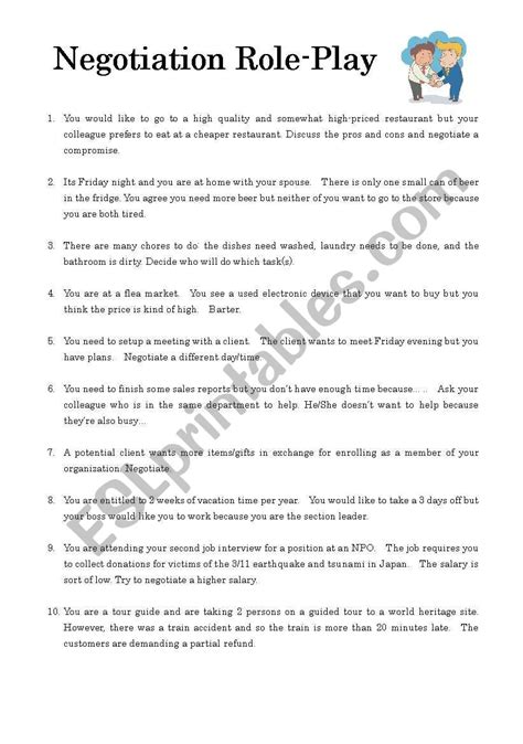 Business Negotiation Role Play Esl Worksheet By ボイラン