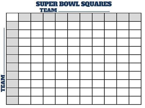 Printable Super Bowl Pool Template