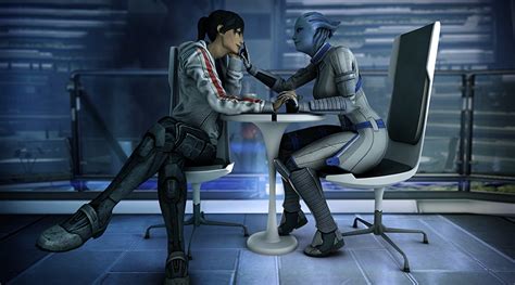 Image Liara Shepard Mass Effect Aliens Two Girls Fantasy 3d Graphics