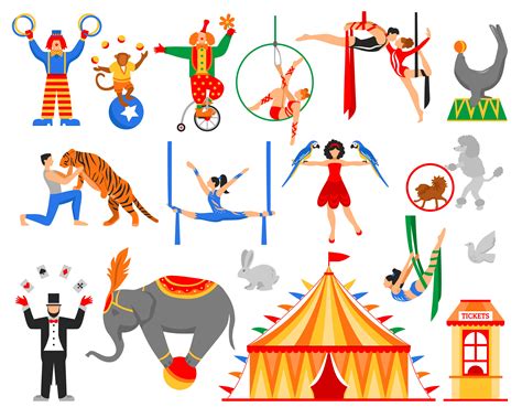 Collection de personnages d'artiste de cirque - Telecharger Vectoriel