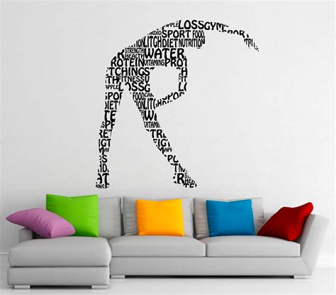 Gym Fitness Wall Decal Wall Stickers Sports Interior Bedroom Etsy