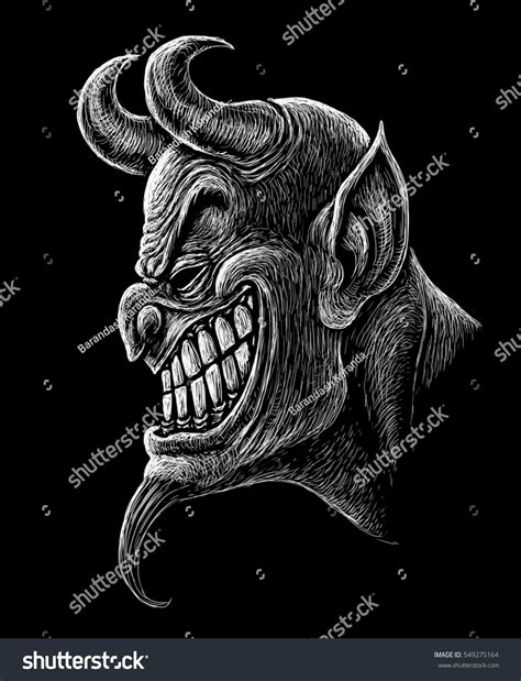Angry Devil Head Demon Satan Halloween 스톡 일러스트 549275164