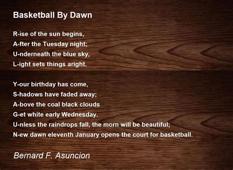 Basketball By Dawn Basketball By Dawn Poem By Bernard F Asuncion