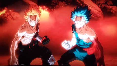 Deku And Bakugo Fighting Nine Hero Academia Characters Cartoon