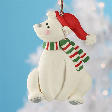 Polymer Clay Polar Bear Ornament Christmas Ornaments Christmas And