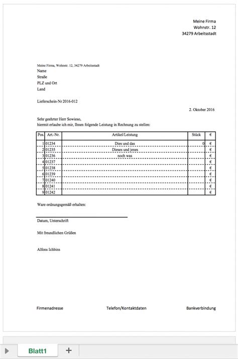 Bei lexoffice haben wir ebenfalls einen lieferschein zum download gefunden. Lieferschein als kostenlose Excelvorlage