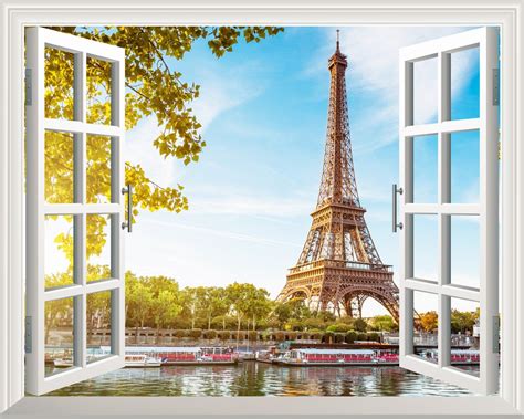 Wall Mural Eiffel Tower View Out Of The Open Window Creative Wall Decor