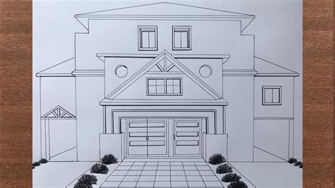 How To Draw A Bungalow In 1 Point Perspective Youtube