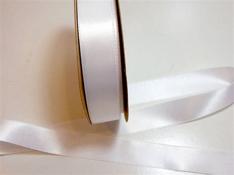 White Ribbon Offray Bright White Satin Ribbon Double Faced Etsy