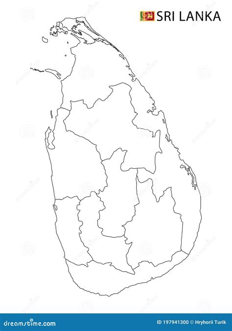 Sri Lanka Map Black And White Detailed Outline Regions Of The Country