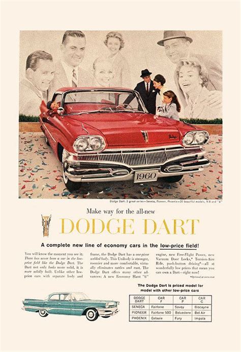 1960 Dodge Dart Ad Retro Car Ad Dodge Car By Encoreprintsociety Vintage
