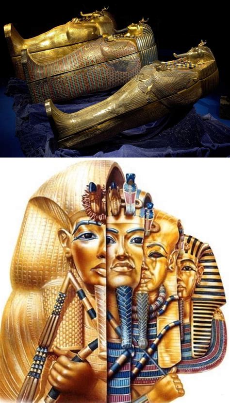 the mummy of king tutankhamun was laid inside 3 coffins nested within each with the innermost