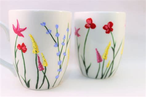 Wild Flower Coffee Mugs Hand Painted Mugs With Wild Flowers Etsy