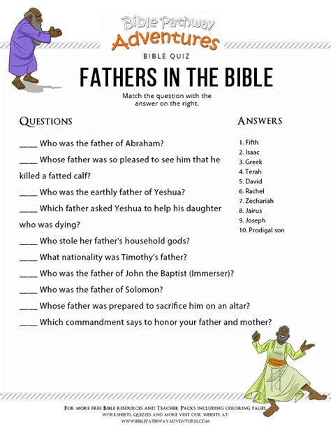Enjoy Our Free Bible Quiz Fathers In The Bible Fun For Kids To Print
