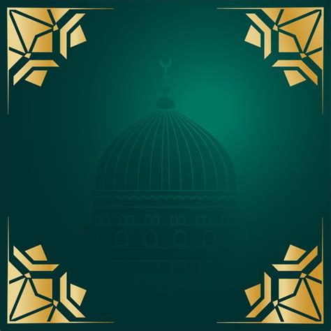 Green Background Of Arabic Islam With Geometric Decorations Background