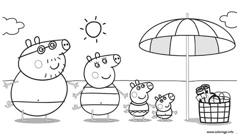 Coloriage Peppa Pig Sur La Plage Pour Profiter Du Soleil