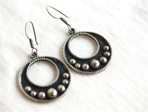 Mexican Sterling Silver Dangle Earrings Vintage Taxco Mexico