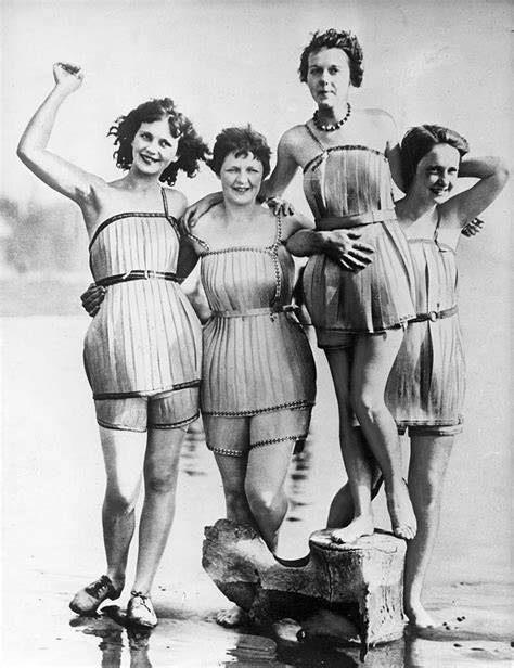 interesting vintage photographs of girls in wooden bathing suits from the 1920s ~ vintage everyday