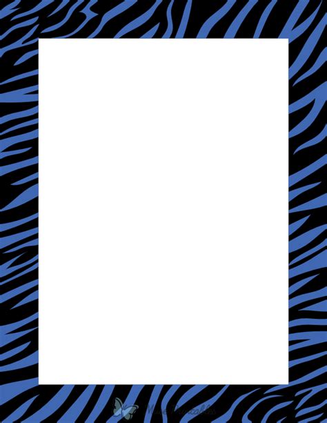 Printable Black And Blue Zebra Print Page Border