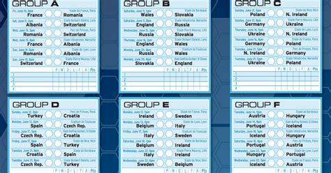 It consists a full schedule of euro 2020 final football tournament that will take place in 12 countries in 2020. Euro 2016 wallchart: Download yours and keep track of results throughout the tournament - Mirror ...