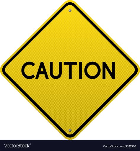Caution Yellow Road Sign Royalty Free Vector Image