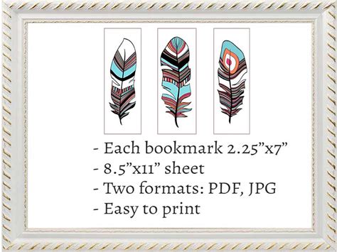 Feather Bookmark Printable Bookmarks Set Of Book Tracker Etsy