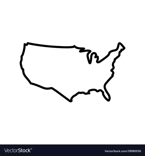 Usa Line Map America Outline Icon Line Art Vector Image
