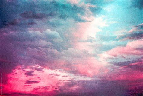 Surreal And Colorful Sunset Sky Filled With Clouds