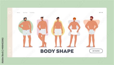 Body Shape Landing Page Template Men Body Figure Types Handsome Persons Posing Male