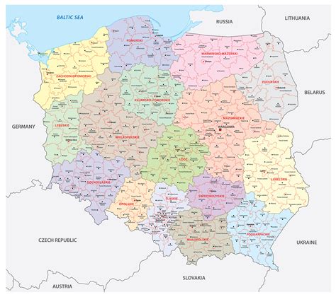 Vector Map Of Poland With Provinces Single Color Free