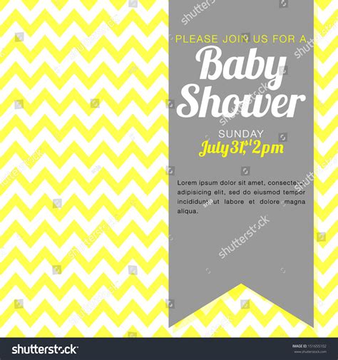 Unisex Baby Shower Invitation Yellow And White Chevron Background