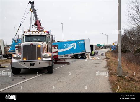 Kansas City Kansas Truck Pulling Amazon Prime Trailer Full Of Dog