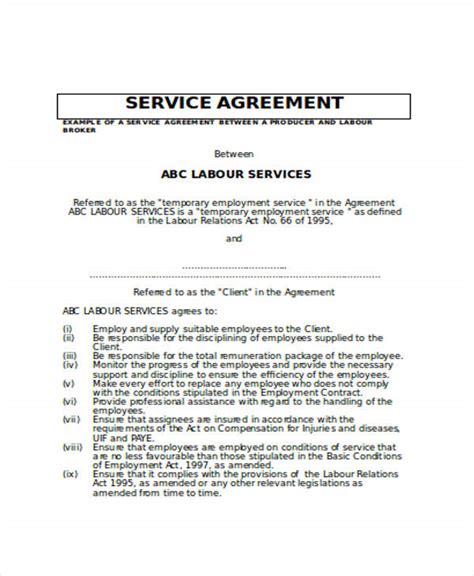 Free 13 Service Contract Sample Templates In Pdf Ms