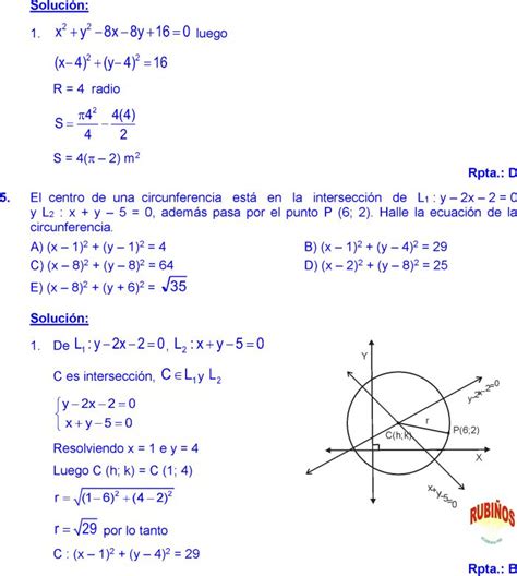Ecuación De La Circunferencia Ejercicios Resueltos Circunferencia